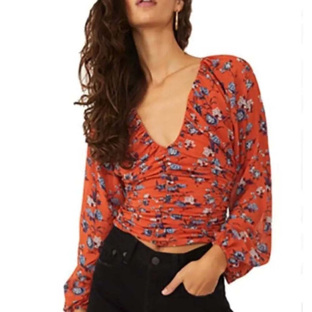 NWT Free People Final Rose Blouse Floral Size S